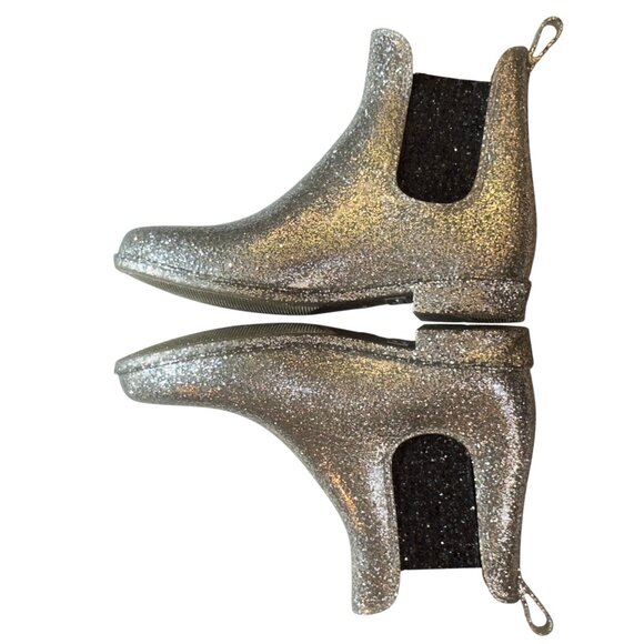 SKECHERS The Puddlers Women's Silver Glitter Chelsea Rain Boots Size 9 - Picture 7 of 10